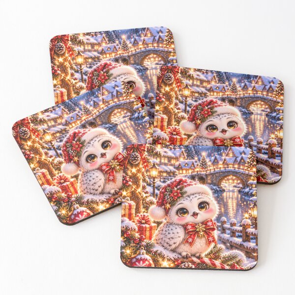 Item preview, Cute Christmas Baby Owl Santa Village Vertical Wallpaper designed and sold by kawaiiaianimals.