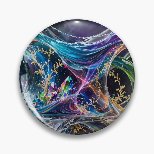 Item preview, Cosmic Glass Fusion – Neon Liquid Infinity Double Exposure Abstract Art designed and sold by DreamyWallVibes.