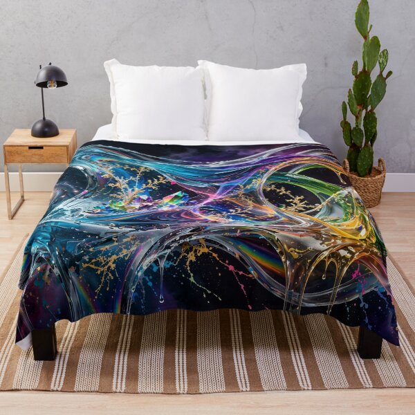 Item preview, Cosmic Glass Fusion – Neon Liquid Infinity Double Exposure Abstract Art designed and sold by DreamyWallVibes.