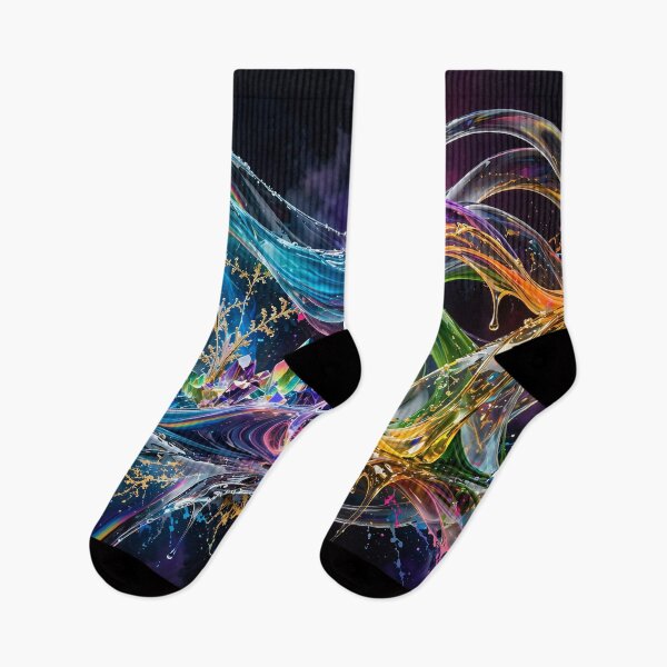 Item preview, Cosmic Glass Fusion – Neon Liquid Infinity Double Exposure Abstract Art designed and sold by DreamyWallVibes.