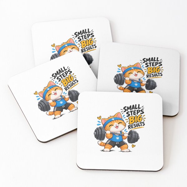 Item preview, Small Steps Big Results Cute Cat Gym Motivation Design designed and sold by Artbysarmina.