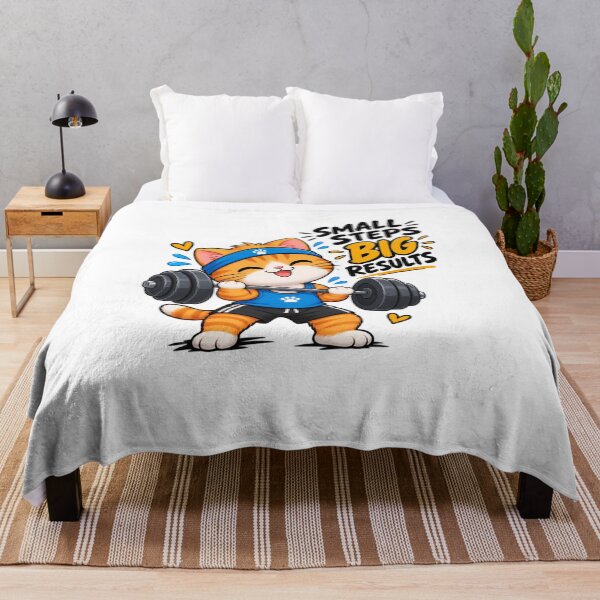 Item preview, Small Steps Big Results Cute Cat Gym Motivation Design designed and sold by Artbysarmina.
