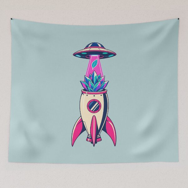 Item preview, UFO Rocket Planter Abducting Succulent Leaf designed and sold by KungPowUnicorn.