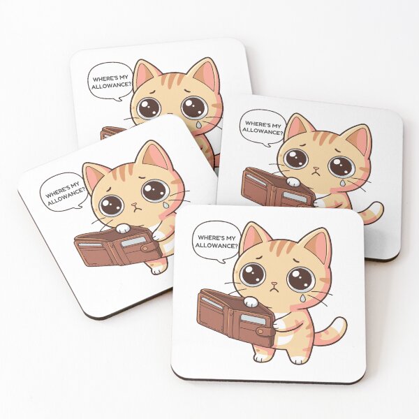 Item preview, Where's My Allowance? Sad Kawaii Cat designed and sold by Pinpondesigns.