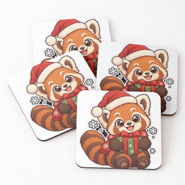 Item preview, Cute Red Panda with Santa Hat and Gift Box | Christmas Red Panda designed and sold by SaeedArtStudio.
