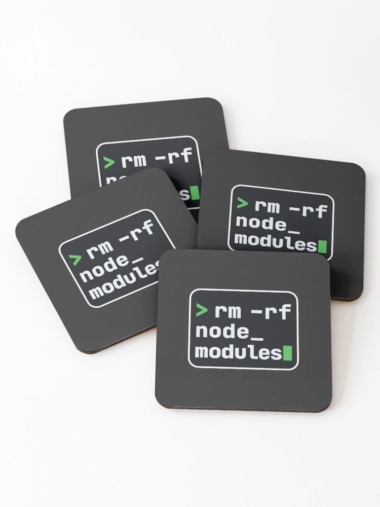Thumbnail 1 of 5, Coasters (Set of 4), rm -rf node_modules Terminal Sticker - JavaScript Developer designed and sold by Stick Erify.