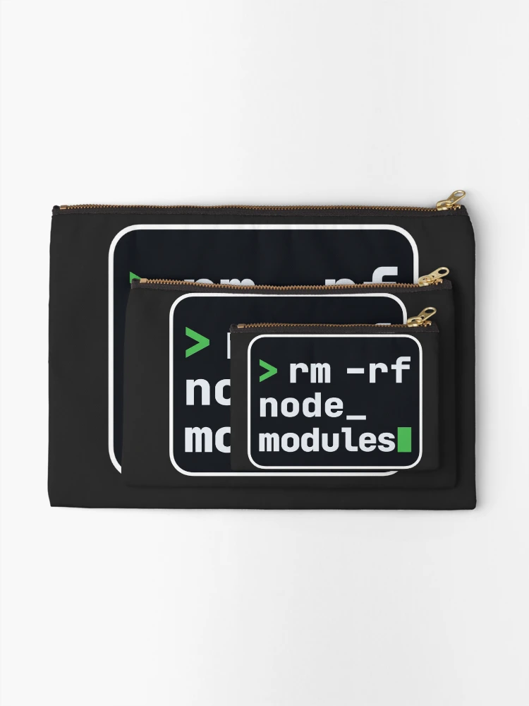 Thumbnail 2 of 4, Zipper Pouch, rm -rf node_modules Terminal Sticker - JavaScript Developer designed and sold by Stick Erify.