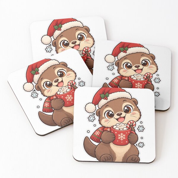 Item preview, Cute Otter with Santa Hat and Hot Cocoa | Christmas Otter designed and sold by SaeedArtStudio.