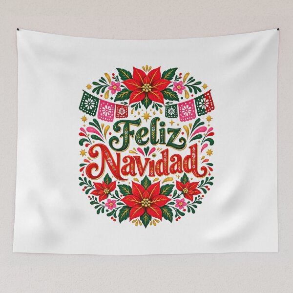 Item preview, Feliz Navidad Mexican Folk Art Poinsettia Papel Picado designed and sold by victorsuarez.