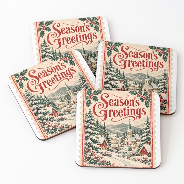 Item preview, Season's Greetings Vintage Postage Stamp Snowy Village designed and sold by victorsuarez.