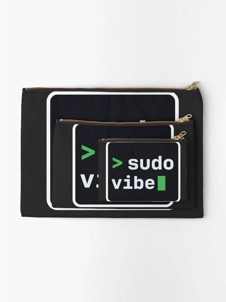 Thumbnail 2 of 4, Zipper Pouch, sudo vibe - Vibe Coder Terminal Sticker - Linux Developer designed and sold by Stick Erify.