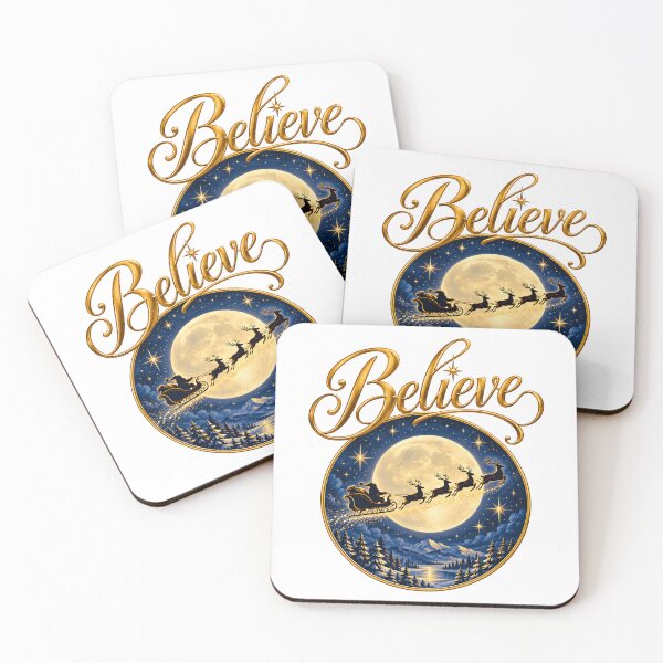 Item preview, Believe Full Moon Sleigh Reindeer Night Badge designed and sold by victorsuarez.