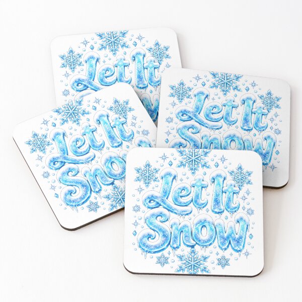Item preview, Let It Snow Icy Blue Snowflakes Winter Lettering designed and sold by victorsuarez.