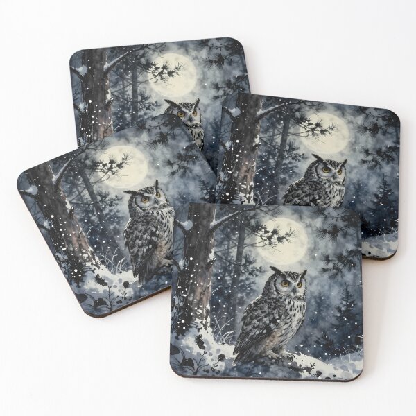 Item preview, Great Horned Owl in a Moonlit Winter Forest designed and sold by cr6zym1nd.