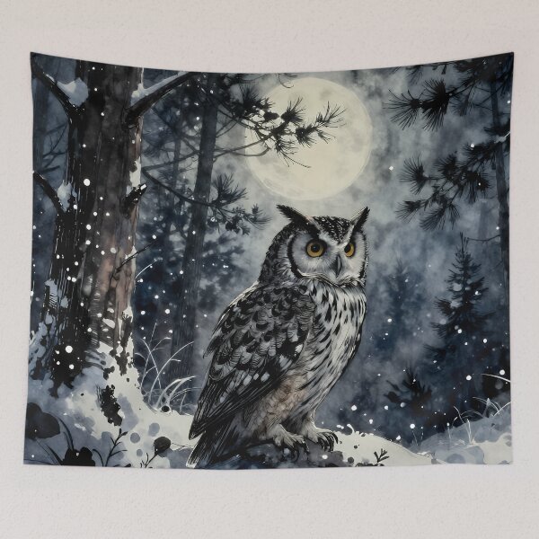 Item preview, Great Horned Owl in a Moonlit Winter Forest designed and sold by cr6zym1nd.