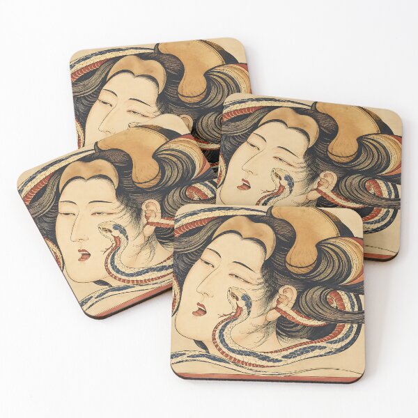 Item preview, Head of the Snake Woman Ukiyo-e Print - Vintage Folklore Serpent Art designed and sold by artswag.
