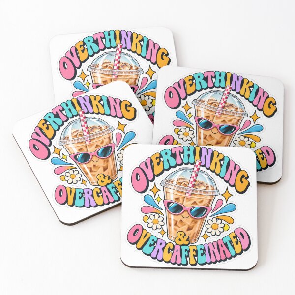 Item preview, Overthinking & Overcaffeinated – Funny Iced Coffee Sticker designed and sold by Prime Pixel USA.