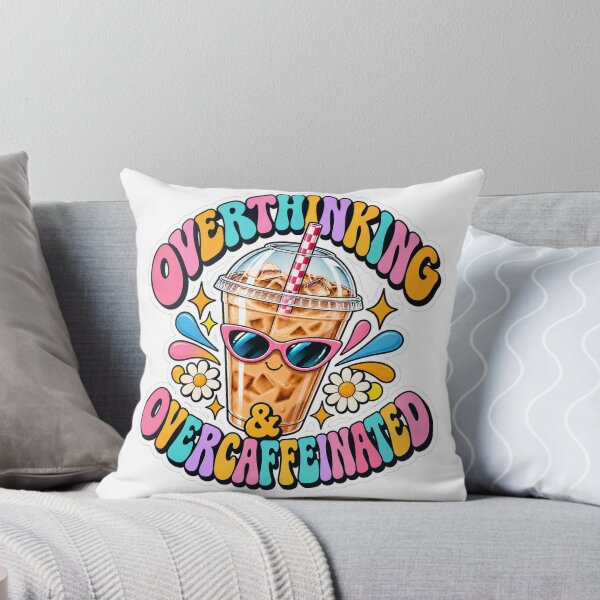Item preview, Overthinking & Overcaffeinated – Funny Iced Coffee Sticker designed and sold by Prime Pixel USA.