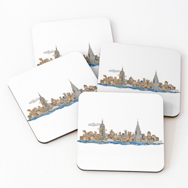 Item preview, New York City Recycle Collage Skyline | 90s Torn Paper Cutout Art designed and sold by Robert Lucio.