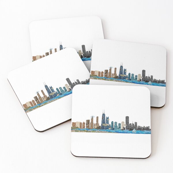 Item preview, Chicago Recycle Collage Skyline | 90s Torn Paper Cutout Art designed and sold by Robert Lucio.