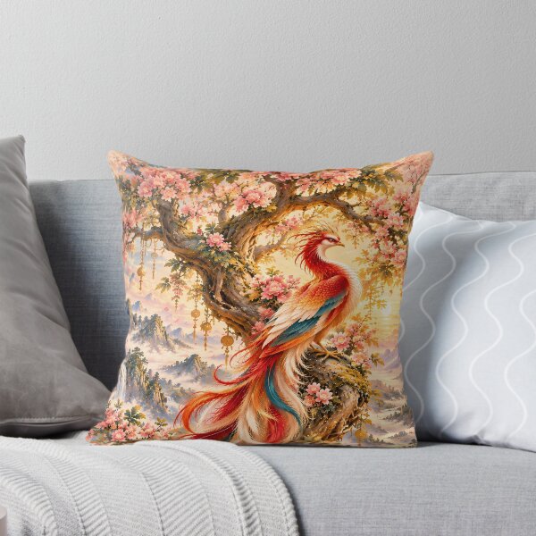 Item preview, Colorful Phoenix Bird Cherry Blossoms Peony Flowers Chinese Landscape Art designed and sold by ManJiangHong.