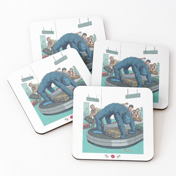 Item preview, Bigfoot Airport Baggage Claim Bridge Pose Yoga - Funny Travel Cryptid Art designed and sold by Whimsy Trail Co.