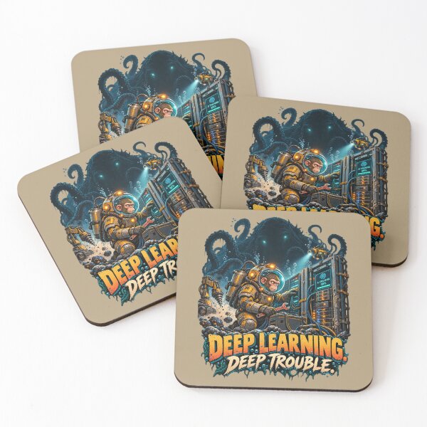 Item preview, Deep Learning Deep Trouble – Underwater AI Monkey and Sea Monster designed and sold by HOUSE OF TIST.