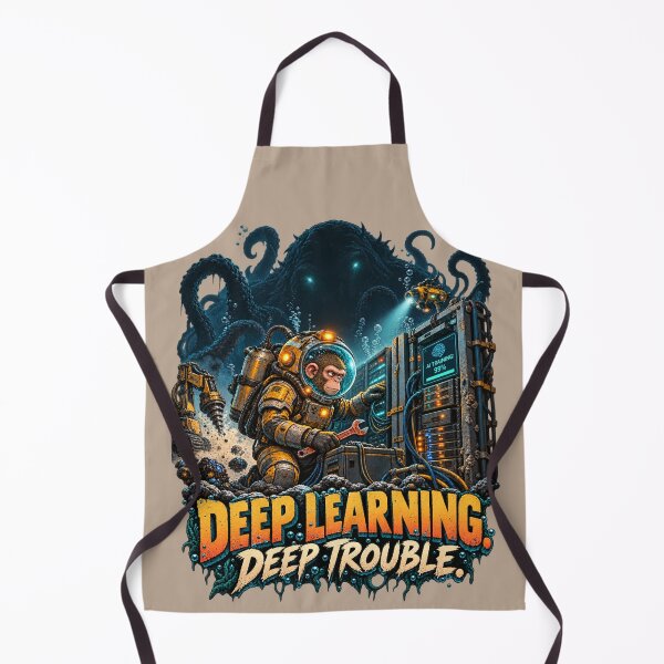 Item preview, Deep Learning Deep Trouble – Underwater AI Monkey and Sea Monster designed and sold by HOUSE OF TIST.