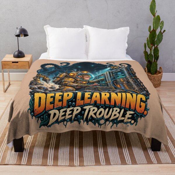 Item preview, Deep Learning Deep Trouble – Underwater AI Monkey and Sea Monster designed and sold by HOUSE OF TIST.