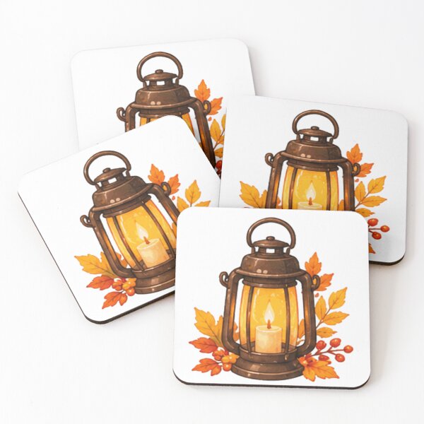 Item preview, Cozy Autumn Lantern with Candle and Fall Leaves Watercolor Vintage Oil Lamp Illustration designed and sold by Rehnair.