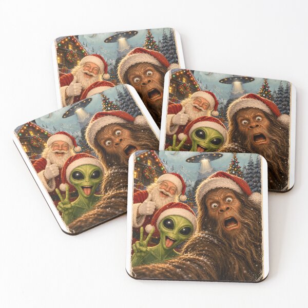 Item preview, Sasquatch Santa Alien Christmas Selfie Funny Holiday UFO designed and sold by empiric-designs.