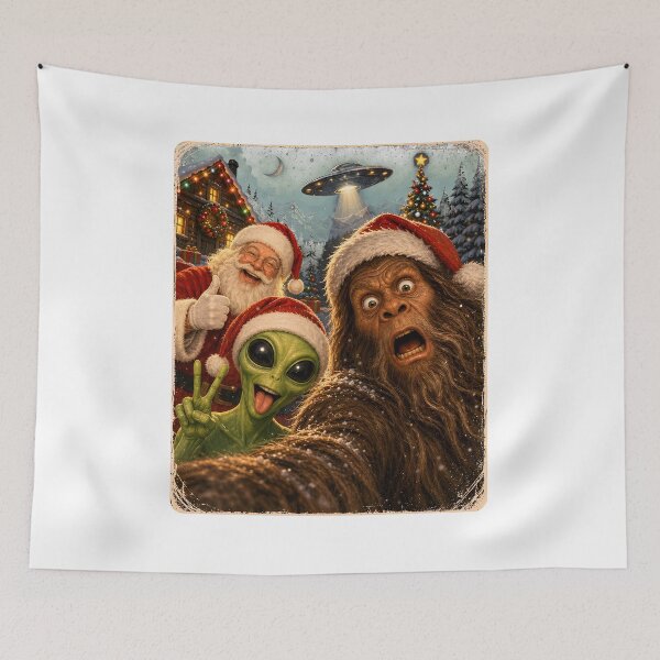 Item preview, Sasquatch Santa Alien Christmas Selfie Funny Holiday UFO designed and sold by empiric-designs.
