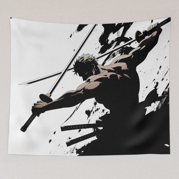 Item preview, Zoro | Shadow Blade Samurai – Black and White Japanese Warrior Art designed and sold by Dyan4.