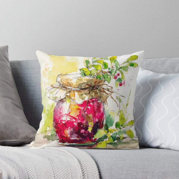 Item preview, Watercolor Jar of Berry Jam with Lingonberries designed and sold by solynneart.
