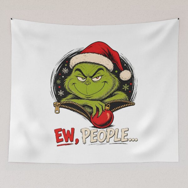 Item preview, Ew People Grinch Santa Hat Christmas Funny Grumpy Holiday designed and sold by empiric-designs.