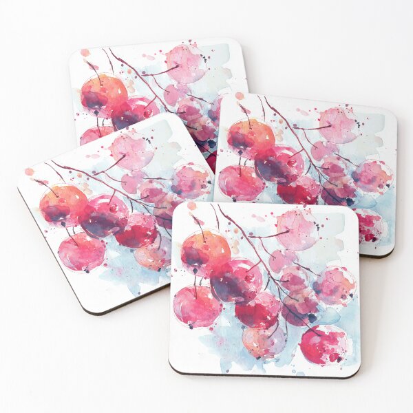 Item preview, Watercolor Cranberries in Pink and Pale Blue designed and sold by solynneart.