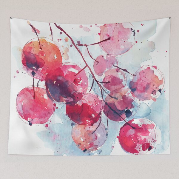 Item preview, Watercolor Cranberries in Pink and Pale Blue designed and sold by solynneart.