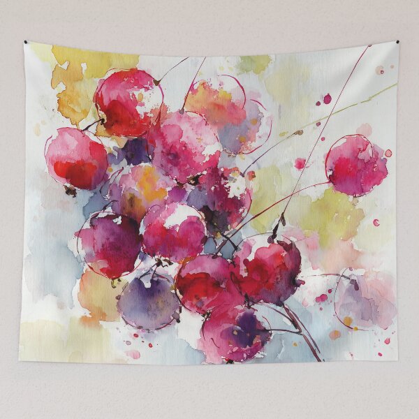 Item preview, Cranberry Branch in Vivid Magenta Watercolor designed and sold by solynneart.