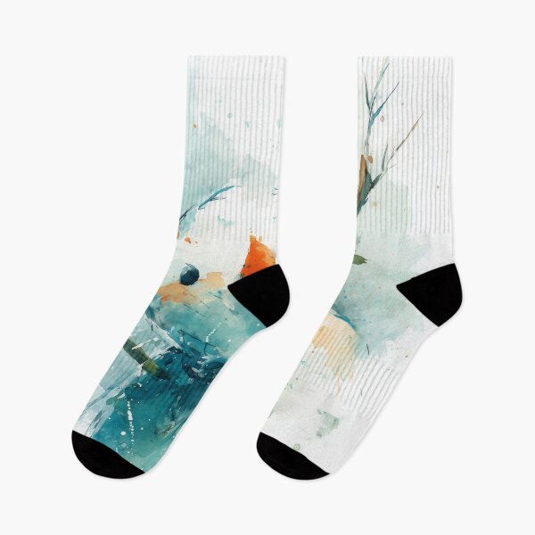 Item preview, Cute Watercolor Snowman in Teal and Orange designed and sold by solynneart.