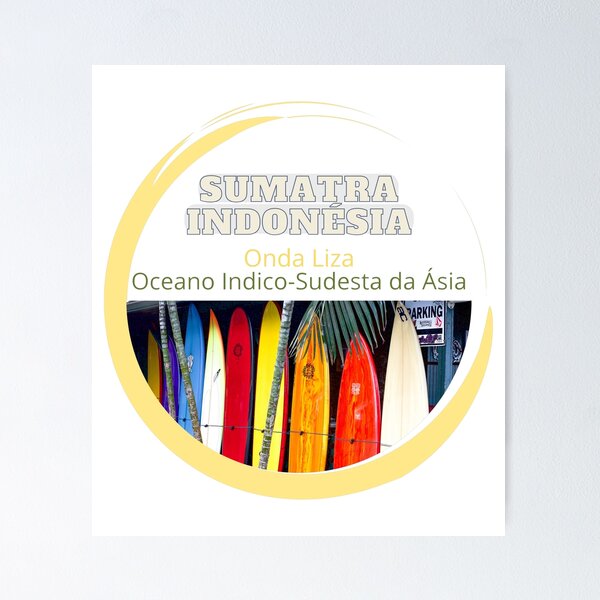 Item preview, Sumatra Indonesia Colorful Surfboards Surf Poster designed and sold by OndaLiza.