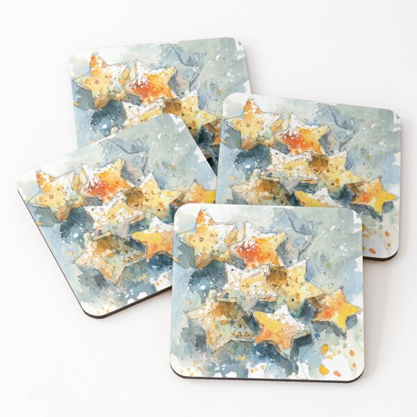 Item preview, Watercolor Christmas Star Cookies with Flour designed and sold by solynneart.
