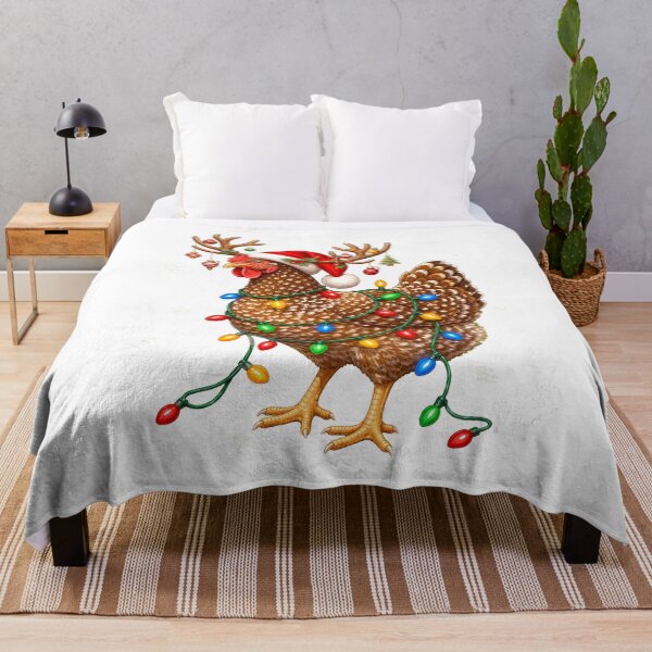 Item preview, Funny Christmas Chicken Wearing Santa Hat Reindeer Antlers and Fairy Lights designed and sold by empiric-designs.