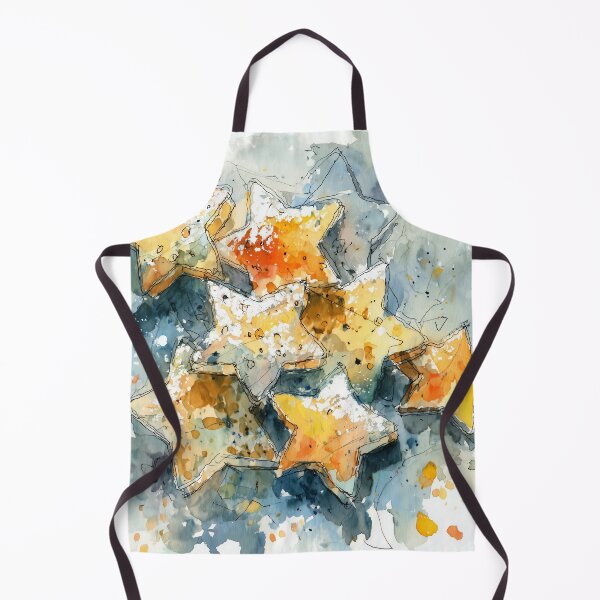 Item preview, Watercolor Christmas Star Cookies with Flour designed and sold by solynneart.