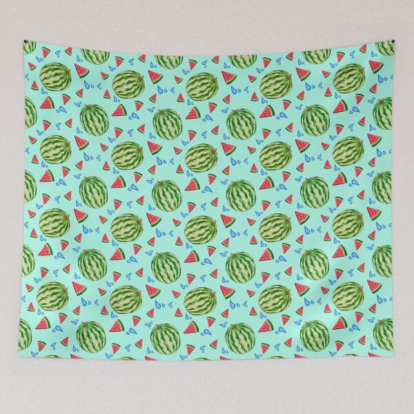 Item preview, Fresh Watermelon and Water Drops Seamless Pattern designed and sold by artmakac.