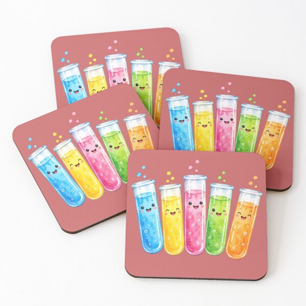Item preview, Cute Kawaii Science Test Tubes - Watercolor Chemistry Art designed and sold by GrinGalore.