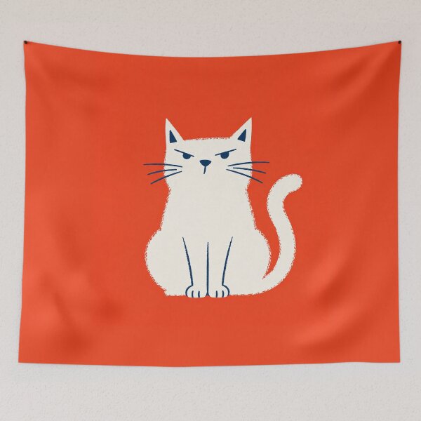 Item preview, Unimpressed White Cat - Minimalist Retro Cat Art designed and sold by chi3-jp.