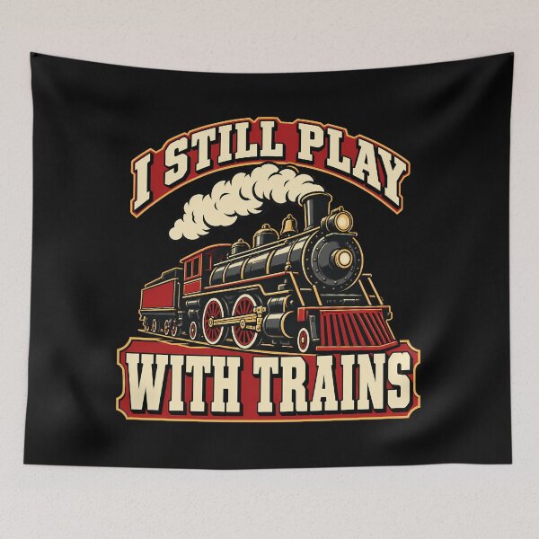 Item preview, I Still Play With Trains Funny Vintage Steam Locomotive Railroad Enthusiast designed and sold by Photo-Sphere101.