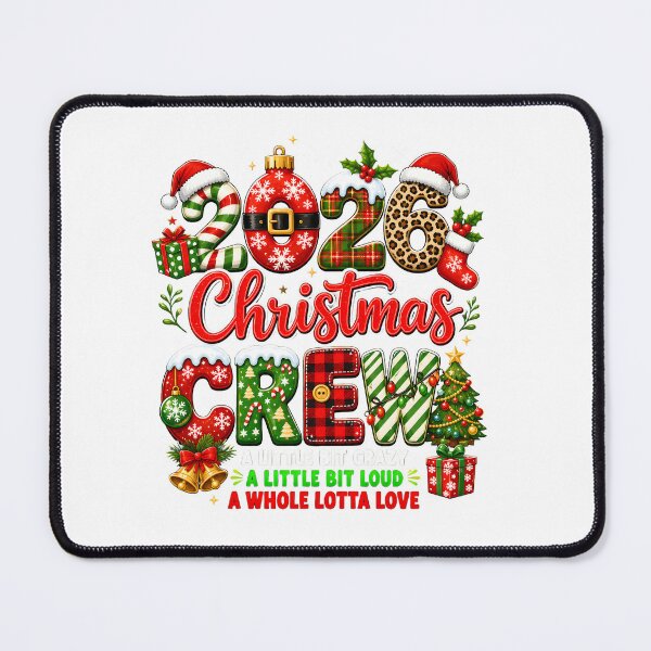 Item preview, 2026 Christmas Crew Holiday Typography with Ornaments and Tree designed and sold by noctivaganta.