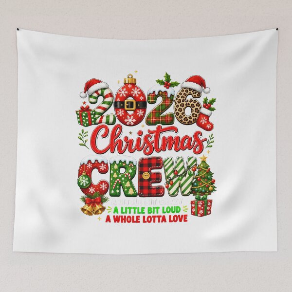 Item preview, 2026 Christmas Crew Holiday Typography with Ornaments and Tree designed and sold by noctivaganta.