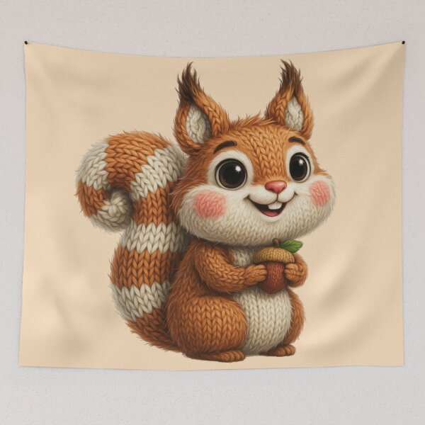 Item preview, a cute knitted cartoon Squirrel in a cozy woolen style designed and sold by 123ks.